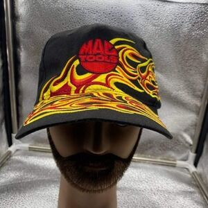 Mac Tools Snapback Hat Mens OSFM Black‎ Flame Embroidered Baseball Cap